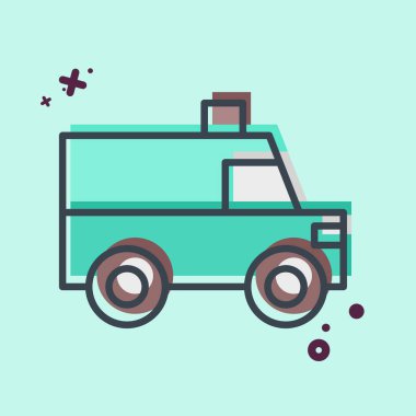 Simgesel ambulans. Ulaşım sembolüyle ilgili. MBE tarzı. dizayn edilebilir
