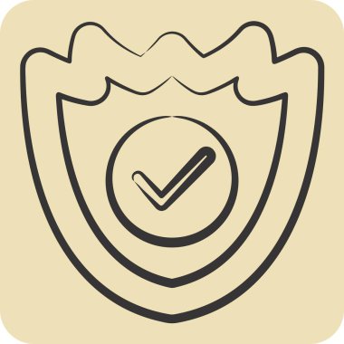 Simgesel Amoned Shield. Askeri sembolle ilgili. El çizimi tarzı. dizayn edilebilir