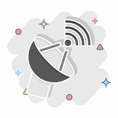 Simge anteni. Wifi sembolüyle ilgili. Çizgi roman. dizayn edilebilir