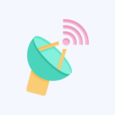 Simge anteni. Wifi sembolüyle ilgili. Düz stil. dizayn edilebilir