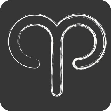 Koç burcu. Astroloji sembolüyle ilgili. Tebeşir stili. dizayn edilebilir