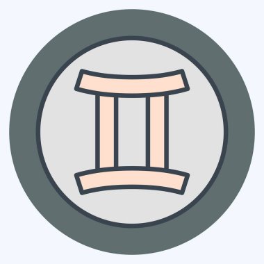 İkon Astrolojisi Gemini. Astroloji sembolüyle ilgili. renk arkadaşı stili. dizayn edilebilir