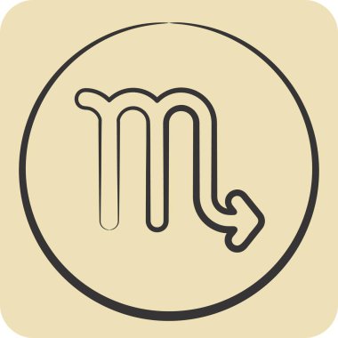 Simge Astroloji İşareti. Astroloji sembolüyle ilgili. El çizimi tarzı. dizayn edilebilir