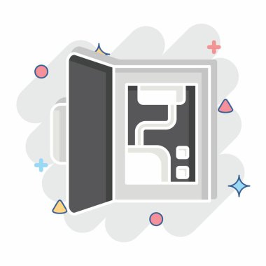 Simge Yedekleme Bataryası. İç Güvenlik sembolüyle ilgili. çizgi roman biçimi