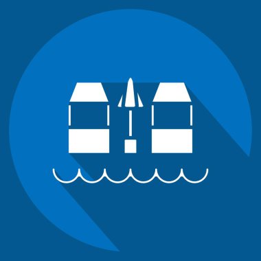 Icon Plaj Barı. Hawaii sembolüyle ilgili. Uzun gölge tarzı. dizayn edilebilir