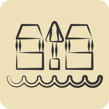 Icon Plaj Barı. Hawaii sembolüyle ilgili. El çizimi tarzı. dizayn edilebilir