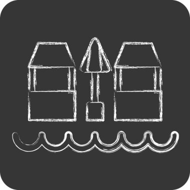 Icon Plaj Barı. Hawaii sembolüyle ilgili. Tebeşir stili. dizayn edilebilir