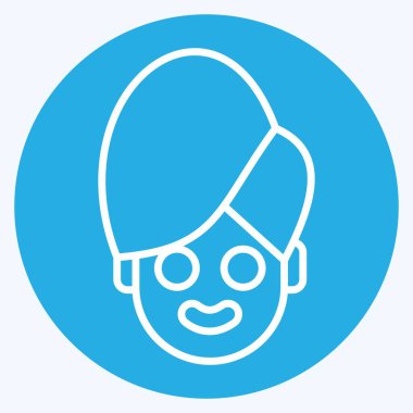 Simge Güzellik Tedavisi. Kozmetoloji sembolüyle ilgili. Mavi gözlü. dizayn edilebilir