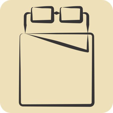 Yatak sembolü ile ilgili ikon yatak 2. El çizimi tarzı. dizayn edilebilir