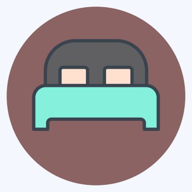 Yatak sembolüyle ilgili ikon yatak 3. renk arkadaşı stili. dizayn edilebilir