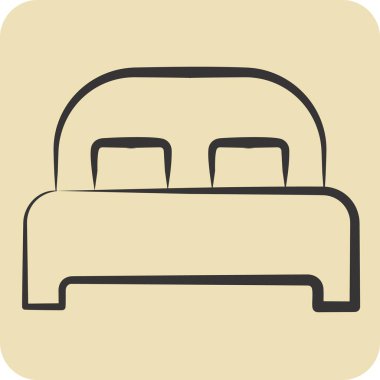 Yatak sembolüyle ilgili ikon yatak 3. El çizimi tarzı. dizayn edilebilir