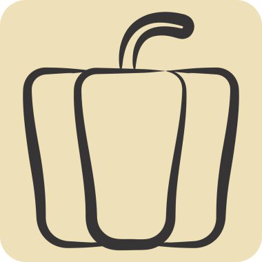 Icon Bell Pepper. Meyve ve Sebze Sembolü ile ilgili. El çizimi tarzı. düzenlenebilir
