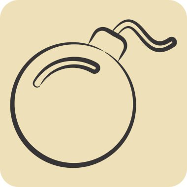 Simge bombası. Askeri sembolle ilgili. El çizimi tarzı. dizayn edilebilir