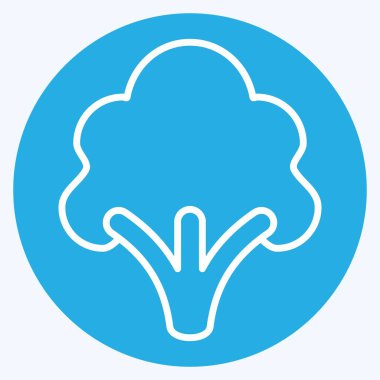 Brokoli ikonu. Meyve ve Sebze Sembolü ile ilgili. Mavi gözlü. düzenlenebilir