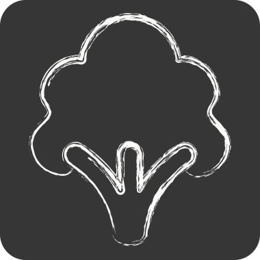 Brokoli ikonu. Meyve ve Sebze Sembolü ile ilgili. Tebeşir stili. düzenlenebilir