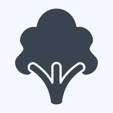 Brokoli ikonu. Meyve ve Sebze Sembolü ile ilgili. Kabartma tarzı. düzenlenebilir