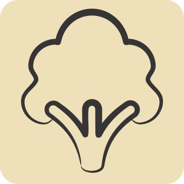 Brokoli ikonu. Meyve ve Sebze Sembolü ile ilgili. El çizimi tarzı. düzenlenebilir