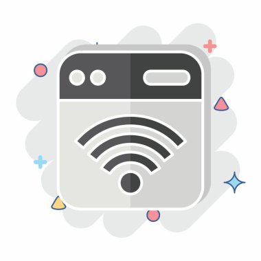 Simge Tarayıcı. Wifi sembolüyle ilgili. Çizgi roman. dizayn edilebilir