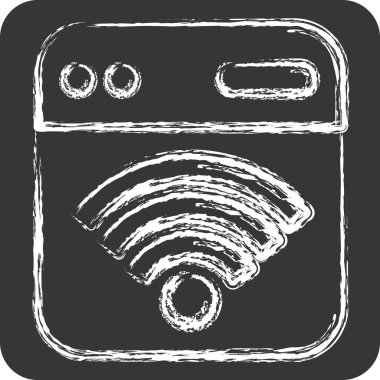 Simge Tarayıcı. Wifi sembolüyle ilgili. Tebeşir stili. dizayn edilebilir