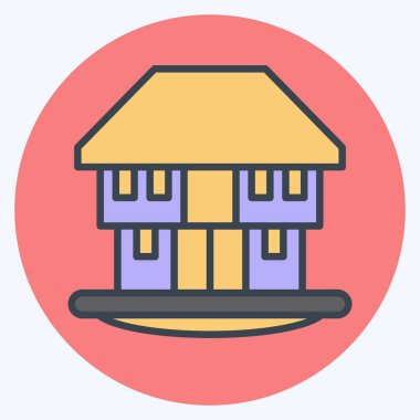 İkon Bungalov. House sembolüyle ilgili. renk arkadaşı stili. dizayn edilebilir