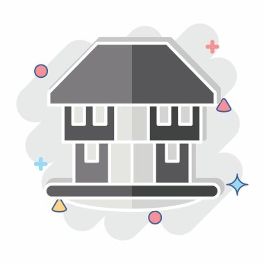 İkon Bungalov. House sembolüyle ilgili. Çizgi roman. dizayn edilebilir