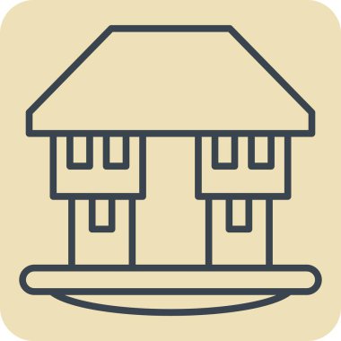 İkon Bungalov. House sembolüyle ilgili. El çizimi tarzı. dizayn edilebilir