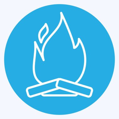 İkon Kamp Ateşi. Işık sembolüyle ilgili. Mavi gözlü. dizayn edilebilir