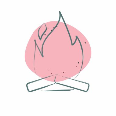 İkon Kamp Ateşi. Işık sembolüyle ilgili. Renkli Leke Biçimi. dizayn edilebilir