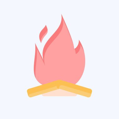 İkon Kamp Ateşi. Işık sembolüyle ilgili. Düz stil. dizayn edilebilir