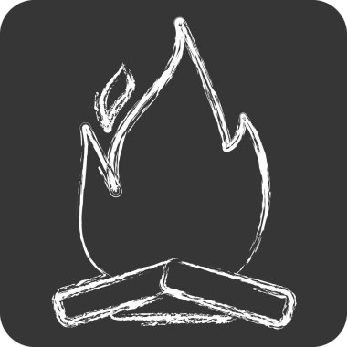 İkon Kamp Ateşi. Işık sembolüyle ilgili. Tebeşir stili. dizayn edilebilir