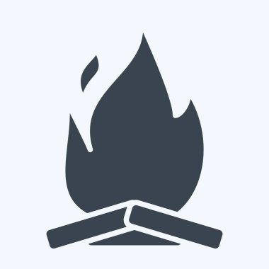 İkon Kamp Ateşi. Işık sembolüyle ilgili. Kabartma tarzı. dizayn edilebilir