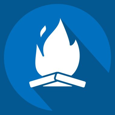 İkon Kamp Ateşi. Işık sembolüyle ilgili. Uzun gölge tarzı. dizayn edilebilir