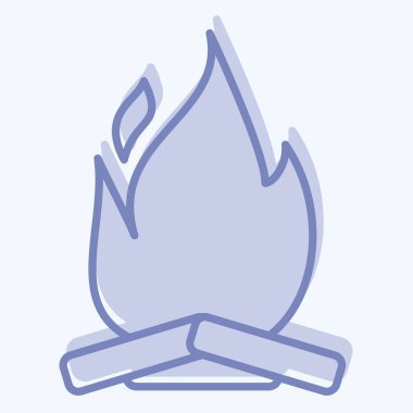 İkon Kamp Ateşi. Işık sembolüyle ilgili. İki ton stili. dizayn edilebilir