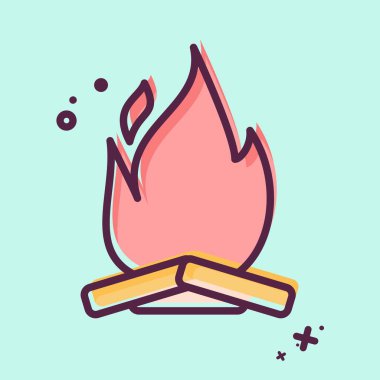 İkon Kamp Ateşi. Işık sembolüyle ilgili. MBE tarzı. dizayn edilebilir