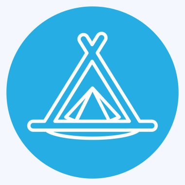 İkon Kamp Çadırı. House sembolüyle ilgili. Mavi gözlü. dizayn edilebilir