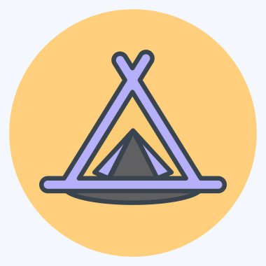 İkon Kamp Çadırı. House sembolüyle ilgili. renk arkadaşı stili. dizayn edilebilir