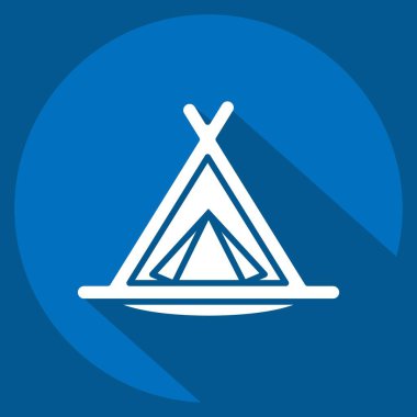 İkon Kamp Çadırı. House sembolüyle ilgili. Uzun gölge tarzı. dizayn edilebilir