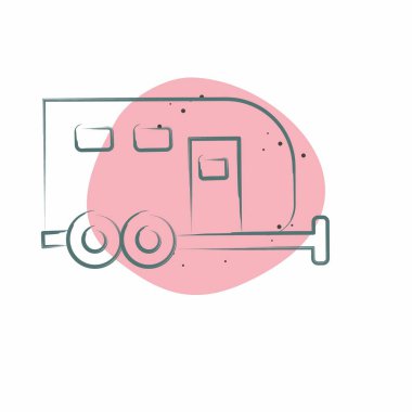 İkon Karavanı. House sembolüyle ilgili. Renkli Leke Biçimi. dizayn edilebilir