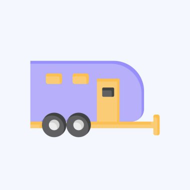 İkon Karavanı. House sembolüyle ilgili. Düz stil. dizayn edilebilir