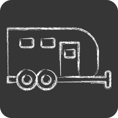 İkon Karavanı. House sembolüyle ilgili. Tebeşir stili. dizayn edilebilir