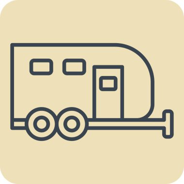 İkon Karavanı. House sembolüyle ilgili. El çizimi tarzı. dizayn edilebilir