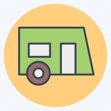 İkon Karavanı. Ulaşım sembolüyle ilgili. renk arkadaşı stili. dizayn edilebilir