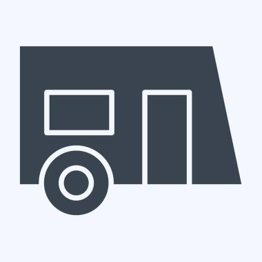 İkon Karavanı. Ulaşım sembolüyle ilgili. Kabartma tarzı. dizayn edilebilir