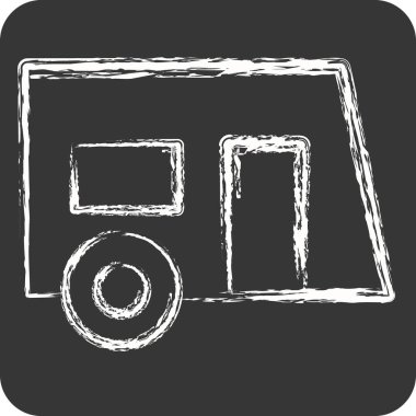 İkon Karavanı. Ulaşım sembolüyle ilgili. Tebeşir stili. dizayn edilebilir