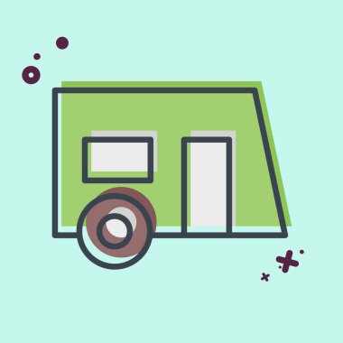 İkon Karavanı. Ulaşım sembolüyle ilgili. MBE tarzı. dizayn edilebilir