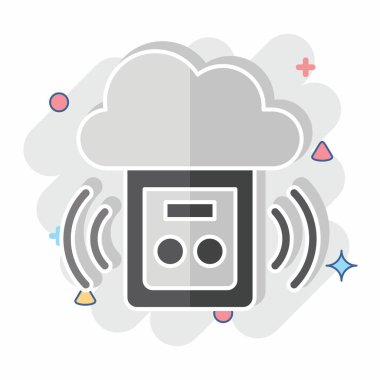 Simge Karbon Monoksit Detektörü. İç Güvenlik sembolüyle ilgili. çizgi roman biçimi