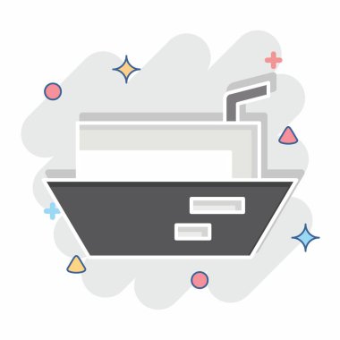 Simge Kargo Mavnası. Ulaşım sembolüyle ilgili. Çizgi roman. dizayn edilebilir