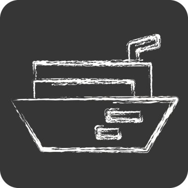 Simge Kargo Mavnası. Ulaşım sembolüyle ilgili. Tebeşir stili. dizayn edilebilir