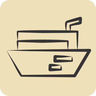 Simge Kargo Mavnası. Ulaşım sembolüyle ilgili. El çizimi tarzı. dizayn edilebilir