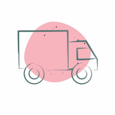 Simge Kargo Kamyonu. Ulaşım sembolüyle ilgili. Renkli Leke Biçimi. dizayn edilebilir